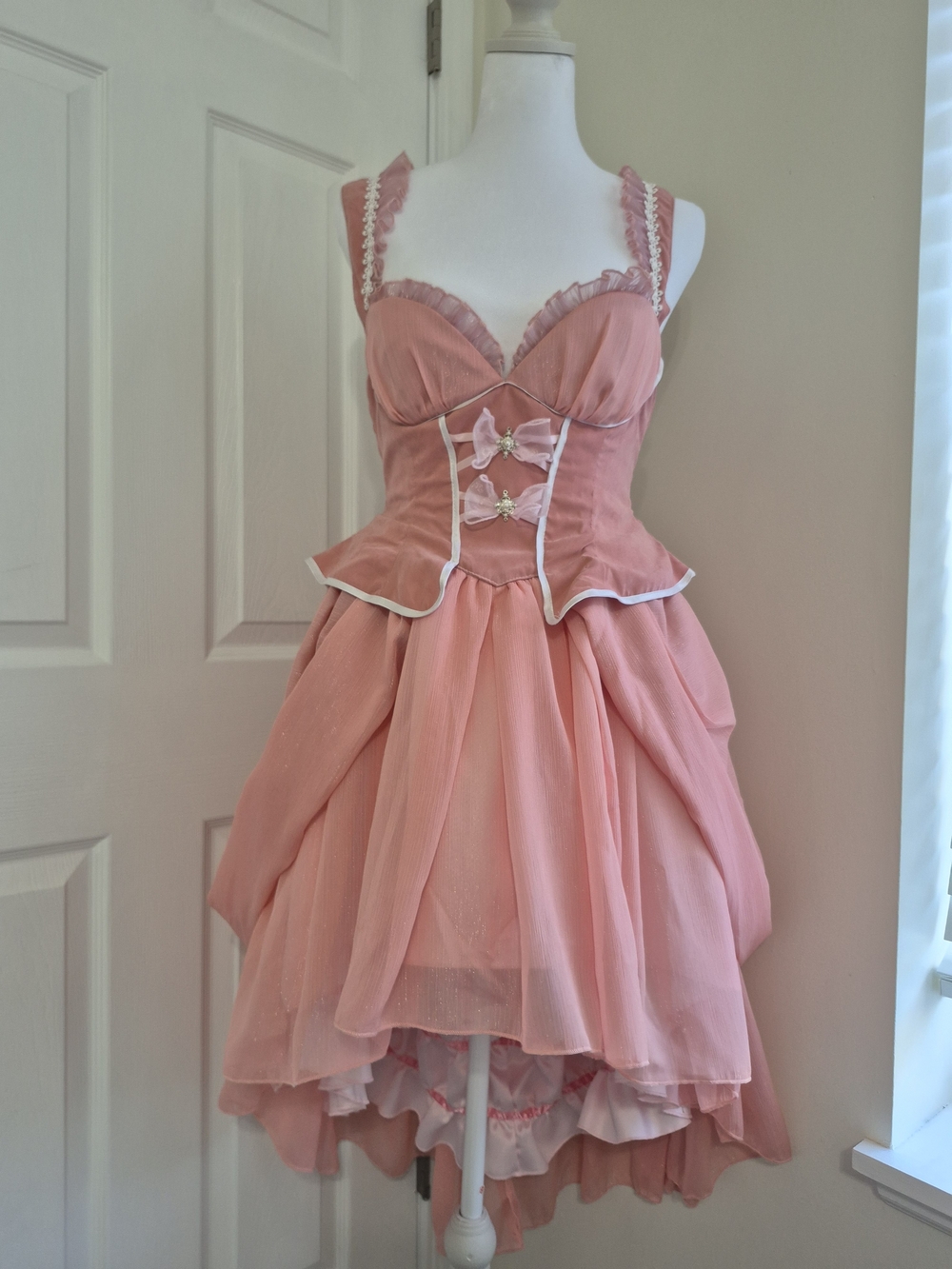 Chobits Chii Cosplay Pink Sleeveless Ruffled Large Dress Anime